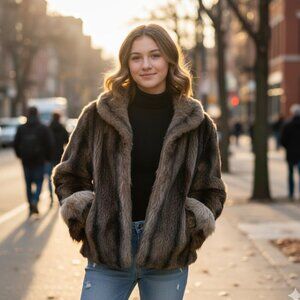 Vintage 60s Faux Fur Cape Jacket Regina Glenara by Glenoit